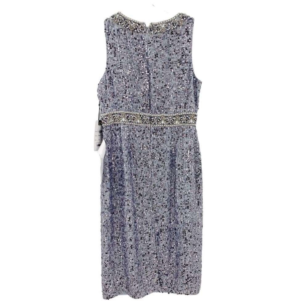 Mac Duggal Silver Sleeveless Midi Dress - Picture 5 of 10